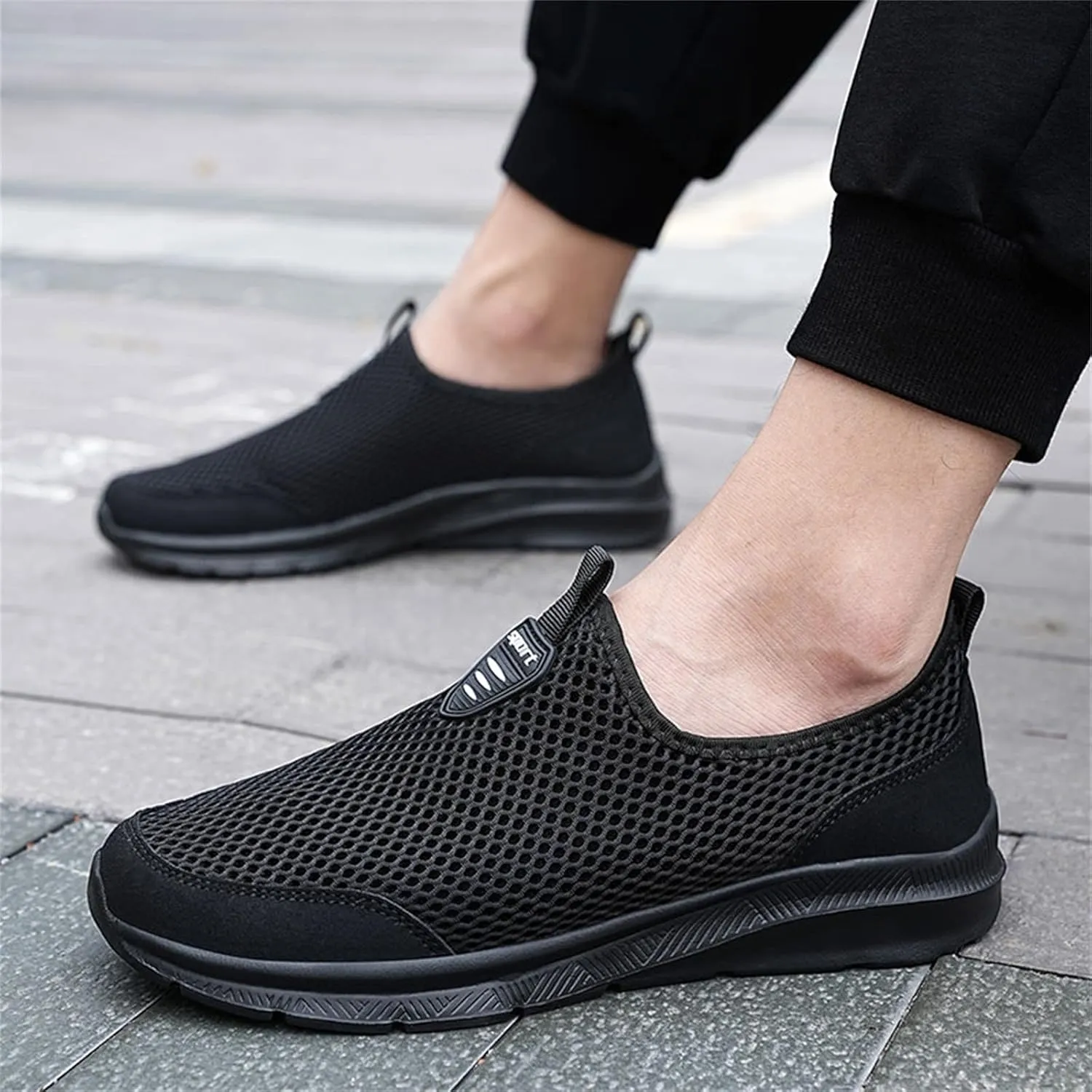 Men's Slip on Walking Shoes Tennis Running Sneakers Lightweight Breathable Casual Soft Sole Comfort Work Gym Trainers