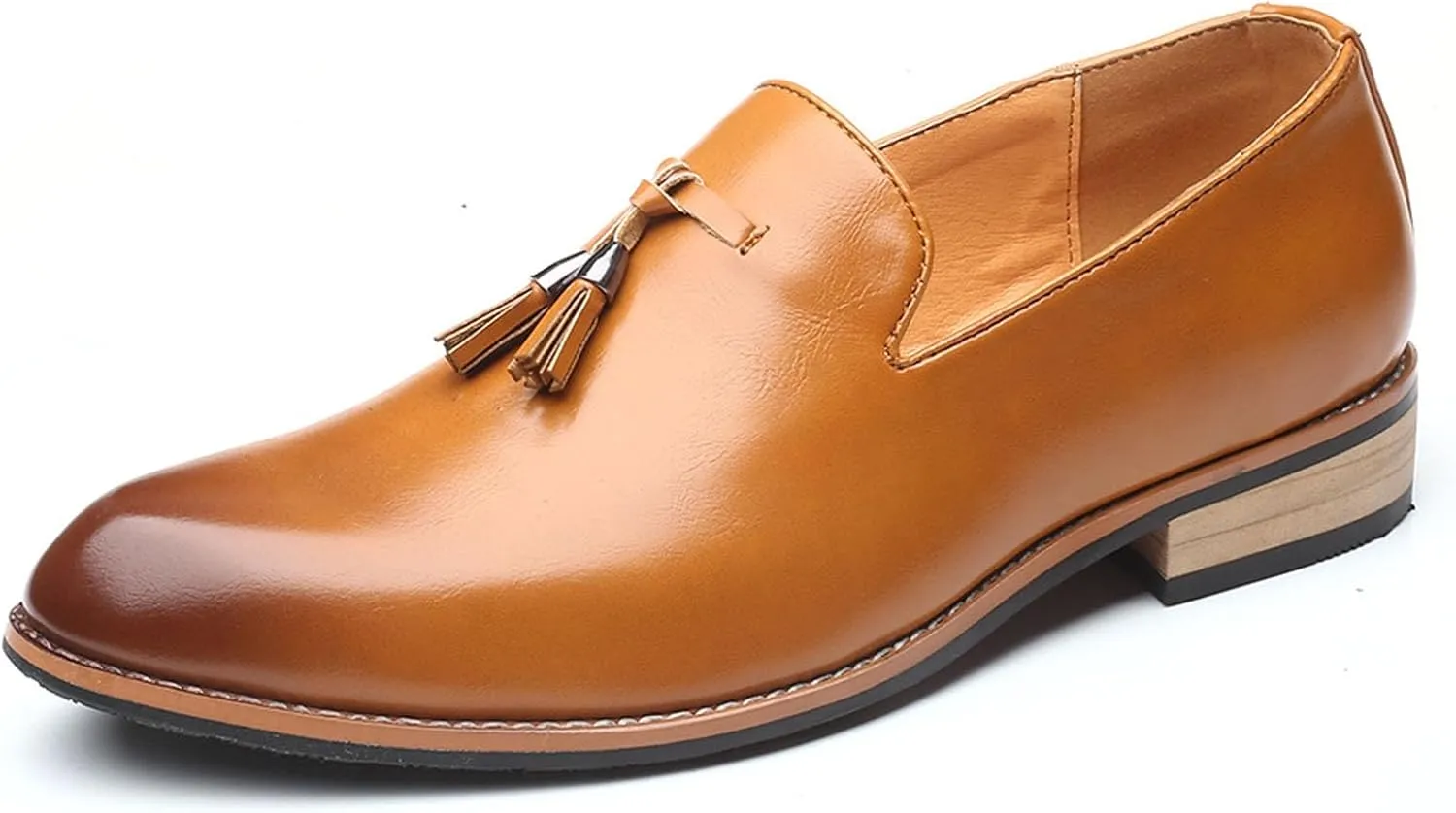 Men's Tassel Oxford Loafers,Slip On Italian Handmade Casual Business Patent Leather Shoes,Non-Slip Wedding Party Leather Shoes