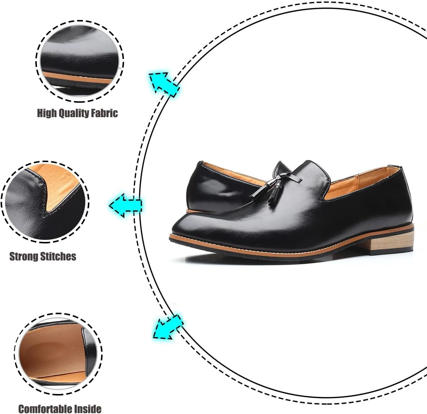 Men's Tassel Oxford Loafers,Slip On Italian Handmade Casual Business Patent Leather Shoes,Non-Slip Wedding Party Leather Shoes