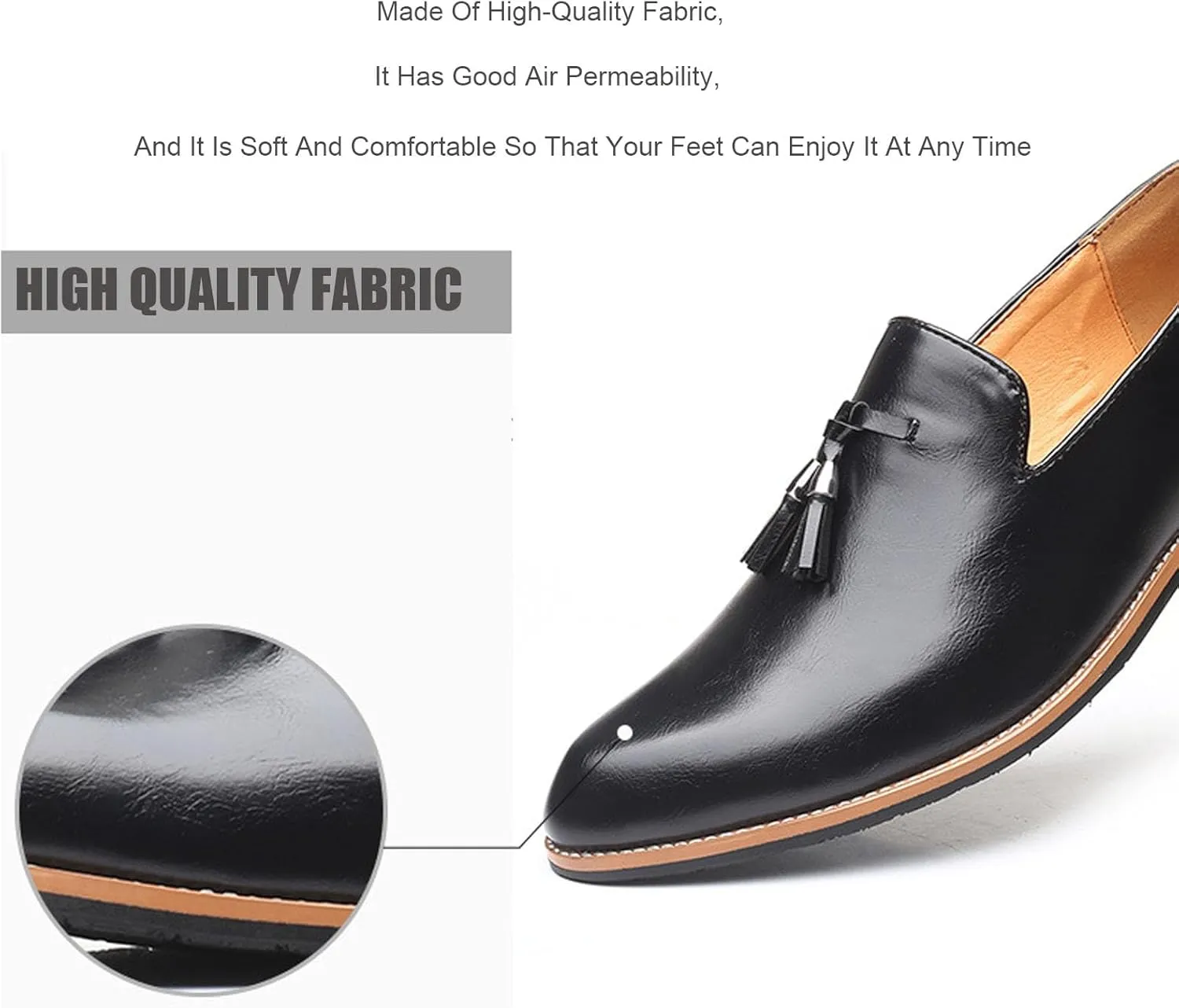 Men's Tassel Oxford Loafers,Slip On Italian Handmade Casual Business Patent Leather Shoes,Non-Slip Wedding Party Leather Shoes