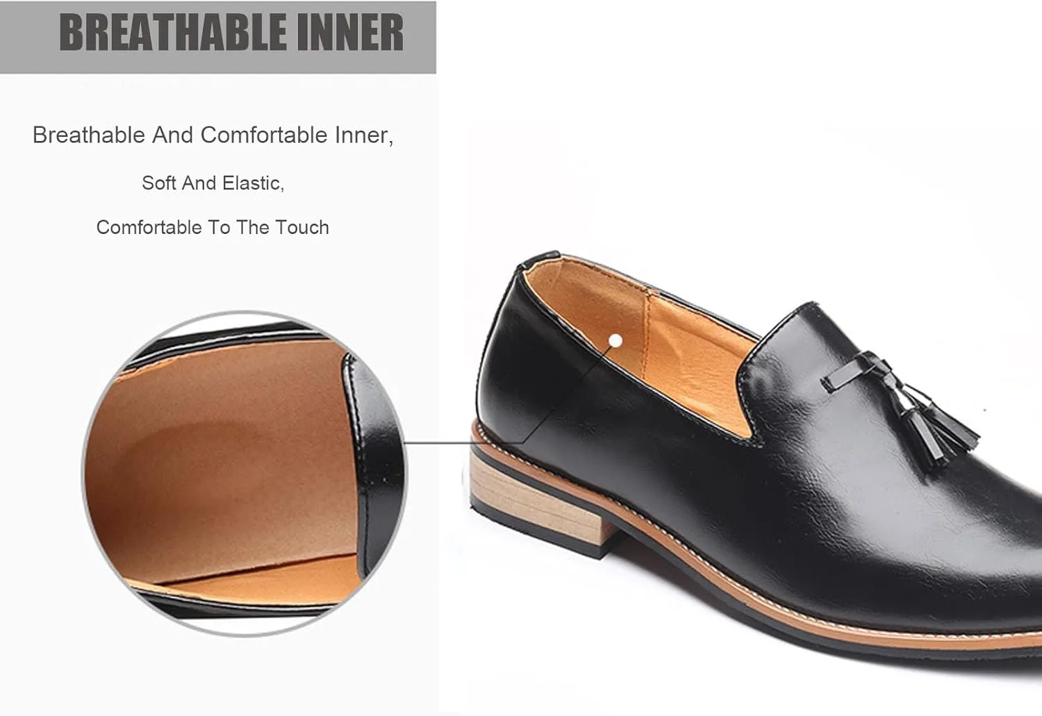 Men's Tassel Oxford Loafers,Slip On Italian Handmade Casual Business Patent Leather Shoes,Non-Slip Wedding Party Leather Shoes