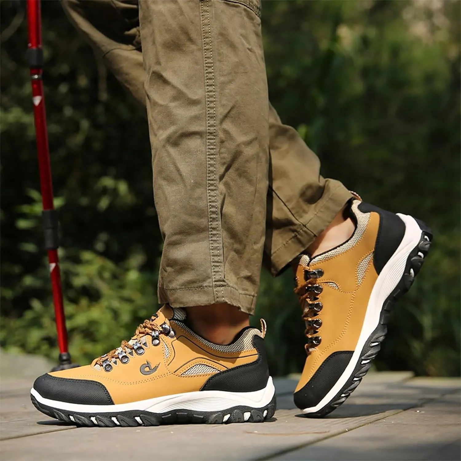 Men's White, Black, Grey Hiking Shoes - All Season, Flat Heel, Round Toe, Slip-On, Water Resistant, Slip-Resistant, Casual, Outdoor, Adult Men's Size