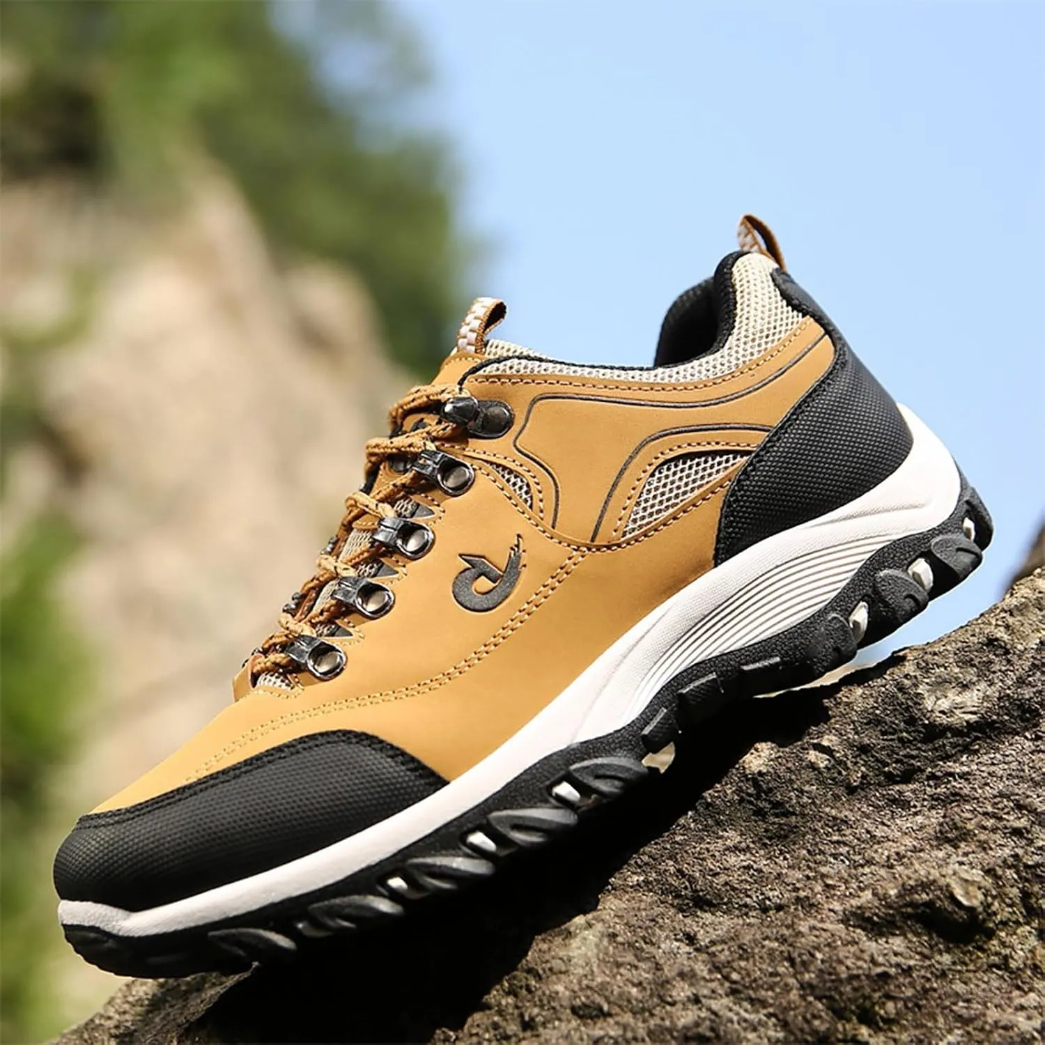Men's White, Black, Grey Hiking Shoes - All Season, Flat Heel, Round Toe, Slip-On, Water Resistant, Slip-Resistant, Casual, Outdoor, Adult Men's Size
