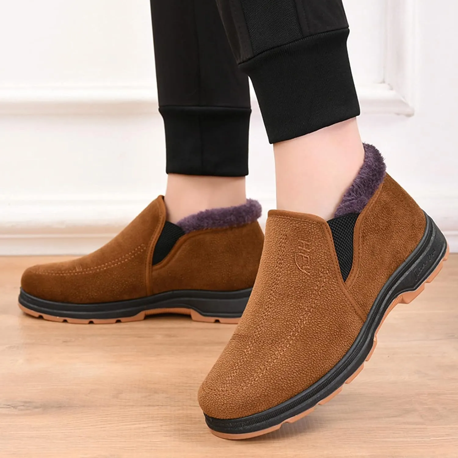 Men's Winter Casual Comfortable Plush Warm Thick Soled Non Slip Cotton Shoes Snow Boots Boot Men