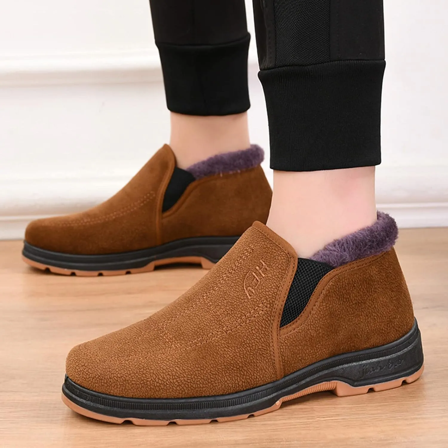 Men's Winter Casual Comfortable Plush Warm Thick Soled Non Slip Cotton Shoes Snow Boots Boot Men