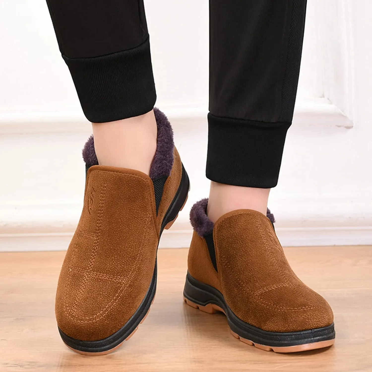 Men's Winter Casual Comfortable Plush Warm Thick Soled Non Slip Cotton Shoes Snow Boots Boot Men