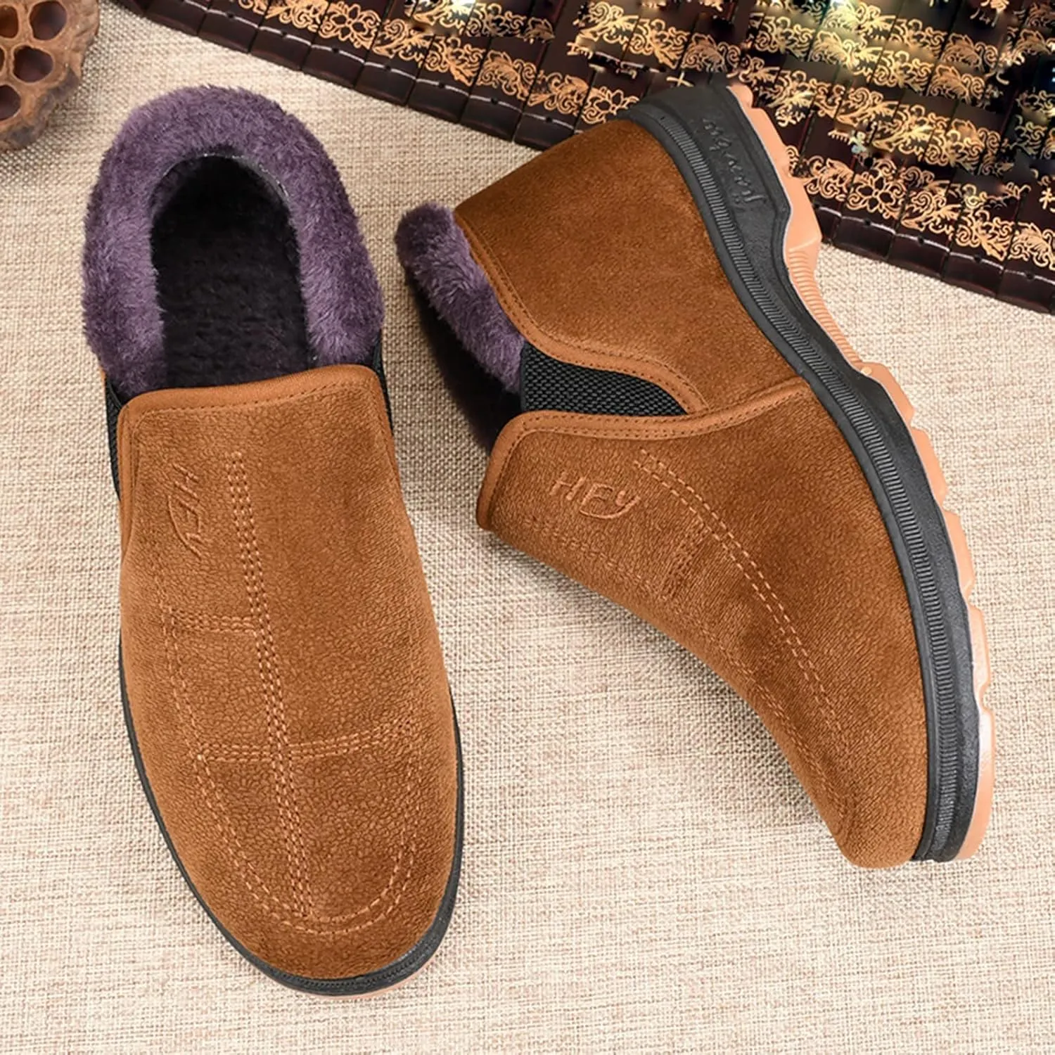 Men's Winter Casual Comfortable Plush Warm Thick Soled Non Slip Cotton Shoes Snow Boots Boot Men