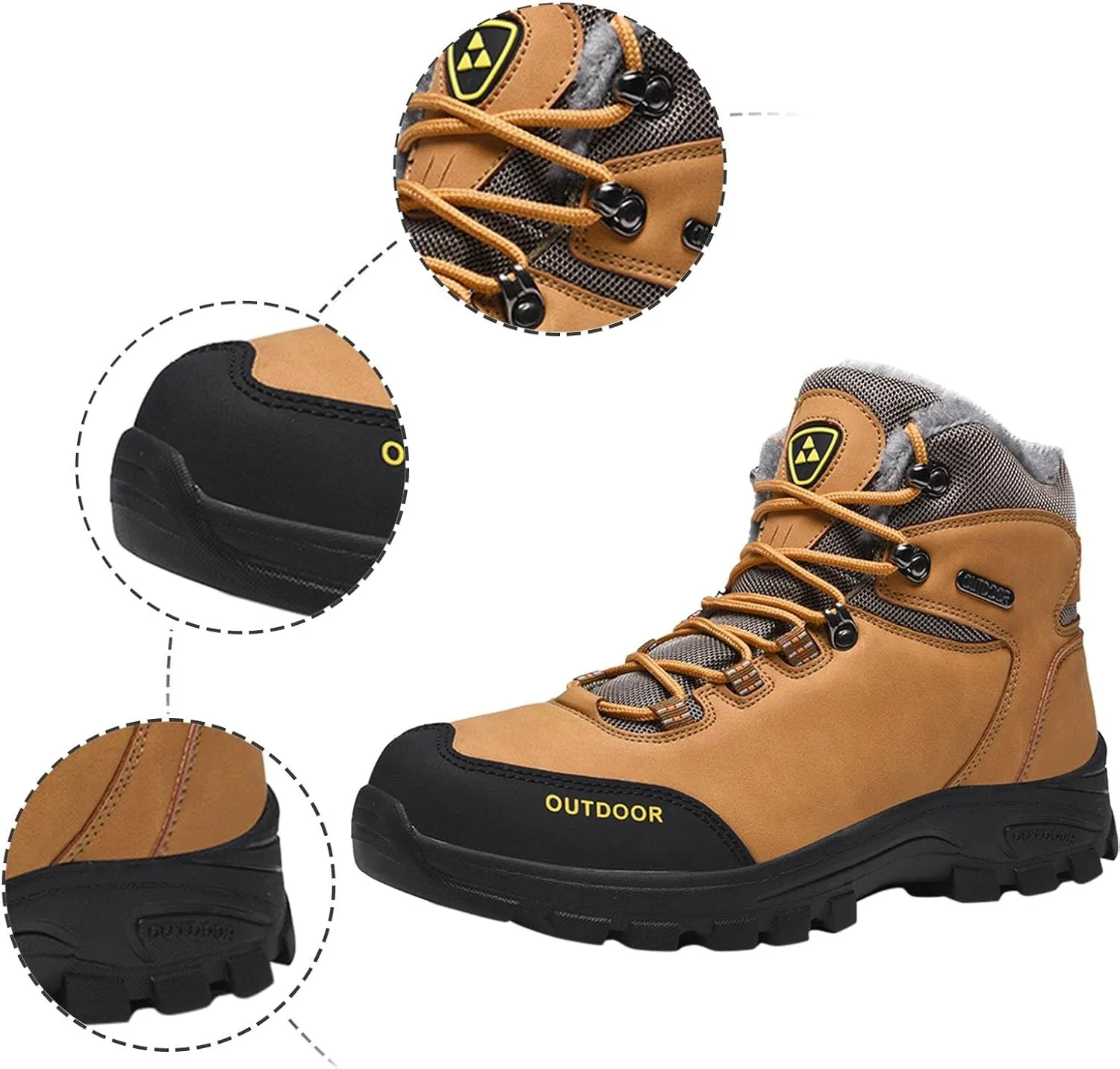 Men's Winter Fashion Breathable Water Proof Outdoor Hiking Shoes High Top Cotton Shoes Hiking Mens Classic Nylon Sneaker Men'