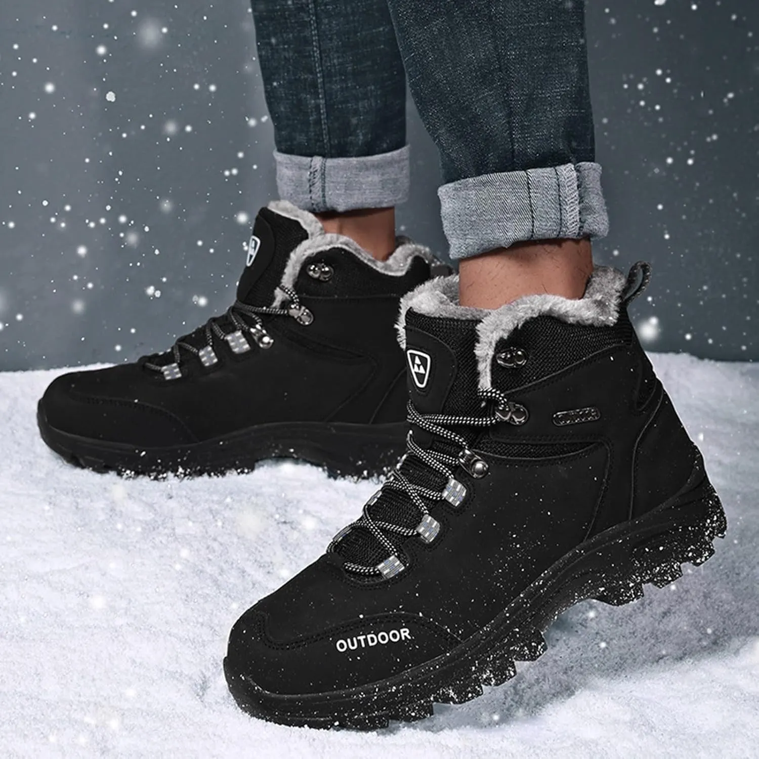 Men's Winter Fashion Breathable Water Proof Outdoor Hiking Shoes High Top Cotton Shoes Hiking Mens Classic Nylon Sneaker Men'