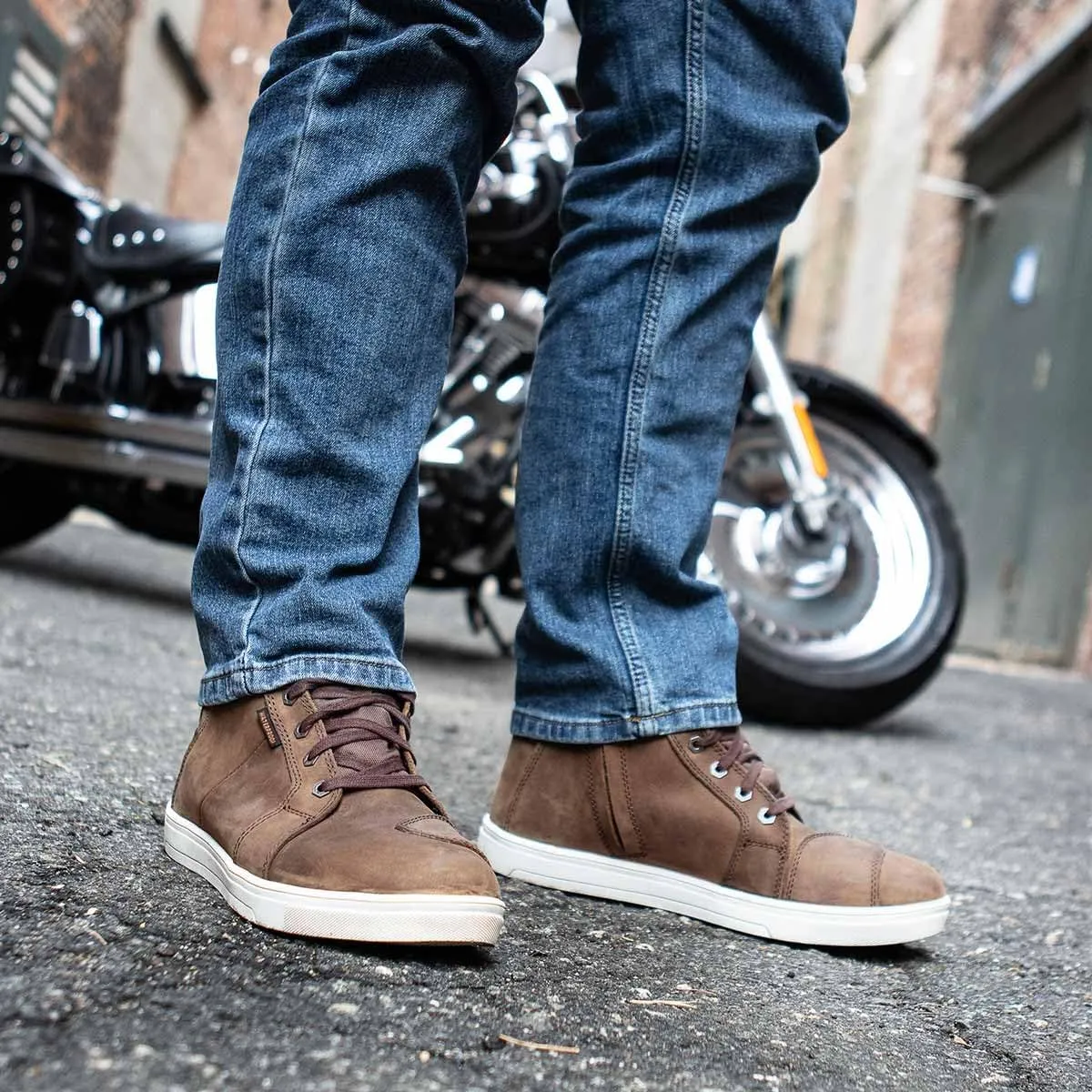 Milwaukee Leather MBM9113 Men's Brown Waterproof Leather Motorcycle Reinforced Riding Shoes w/Ankle Support - 8.5