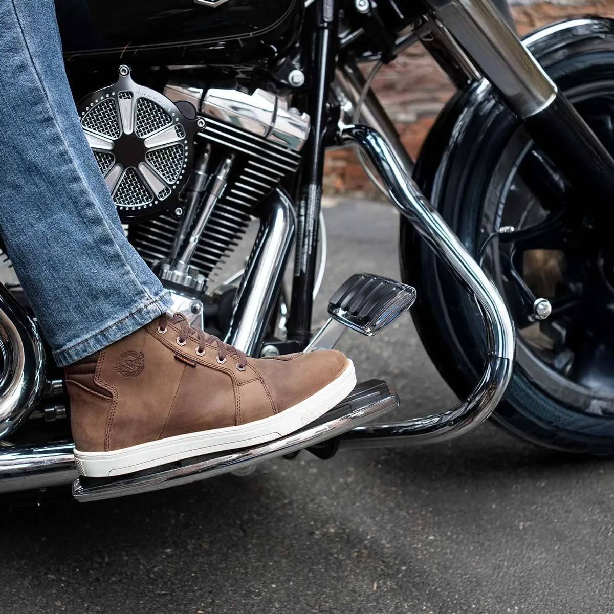 Milwaukee Leather MBM9113 Men's Brown Waterproof Leather Motorcycle Reinforced Riding Shoes w/Ankle Support - 8.5