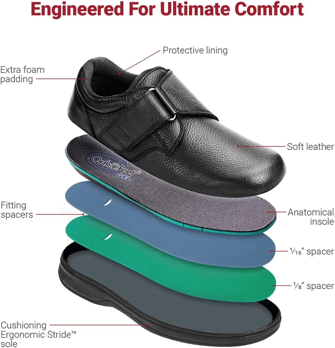 Orthofeet Men's Orthopedic Leather Broadway Casual Shoes