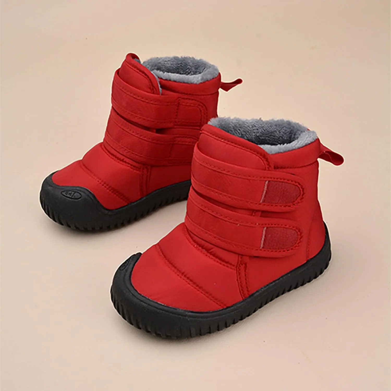 Padded Fuzzy Snow Booties For Boys Kids Open Toe Loafers Winter Ski Shoes Toddler Chunky Sole Non Slip Warm Shoes