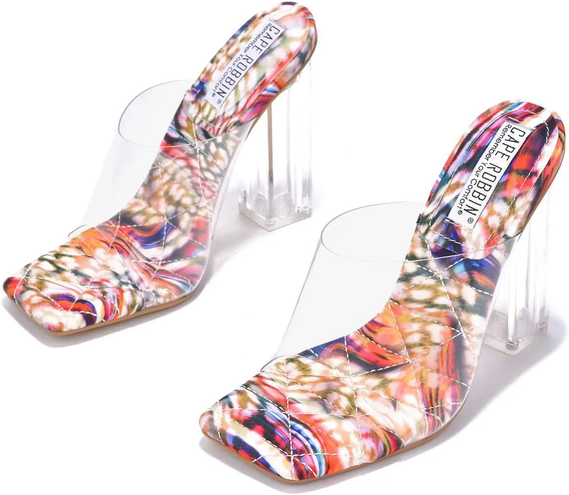 Pensy Square Toe Clear Block High Heels (Pensy)