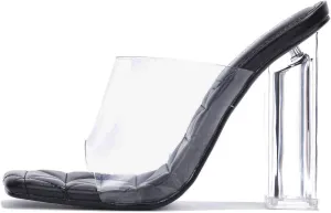 Pensy Square Toe Clear Block High Heels (Pensy)
