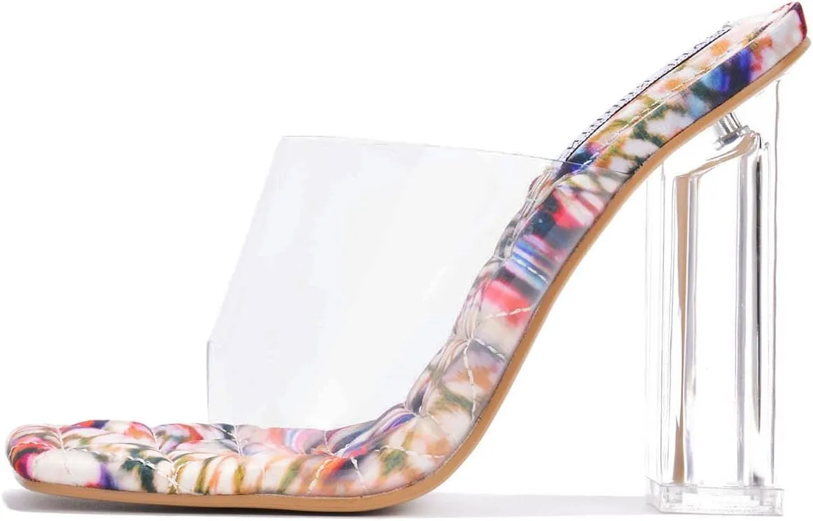 Pensy Square Toe Clear Block High Heels (Pensy)