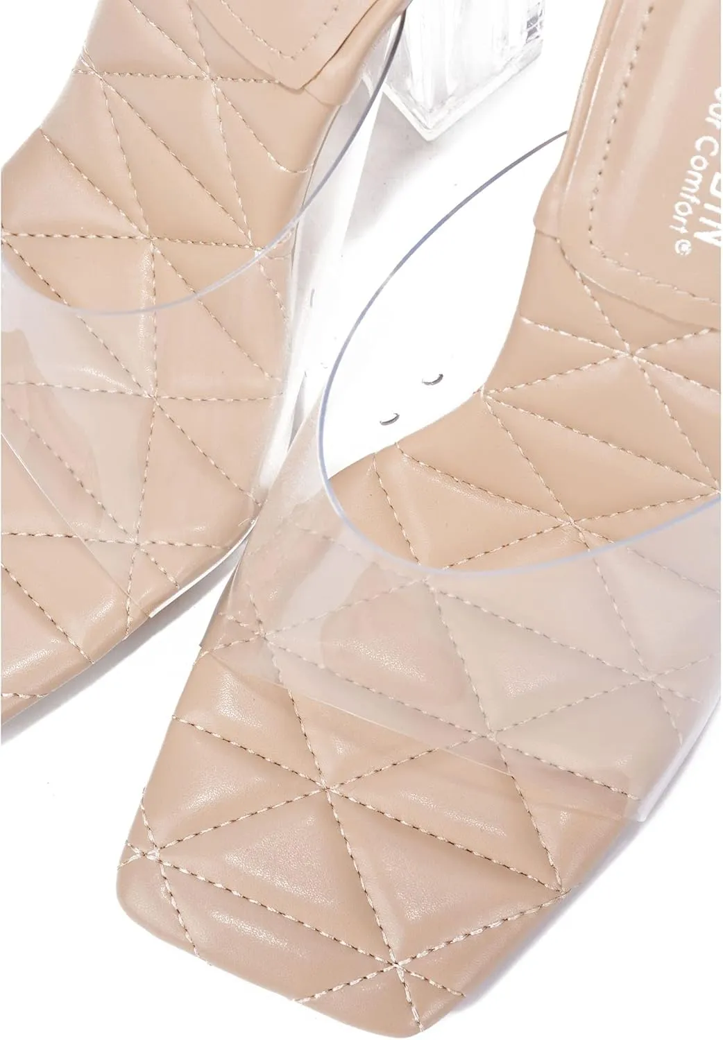 Pensy Square Toe Clear Block High Heels (Pensy)