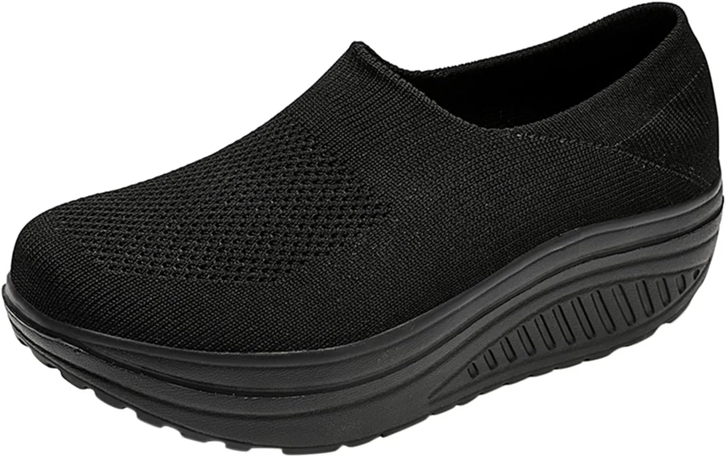 Platform Sneakers for Women Wide Toe All Black Tennis Shoes for Women Slip On Womens Fall Shoes 2023 Casual Wedge Sneakers for Women Dressy Sneakers Non Slip Work Shoes for Women