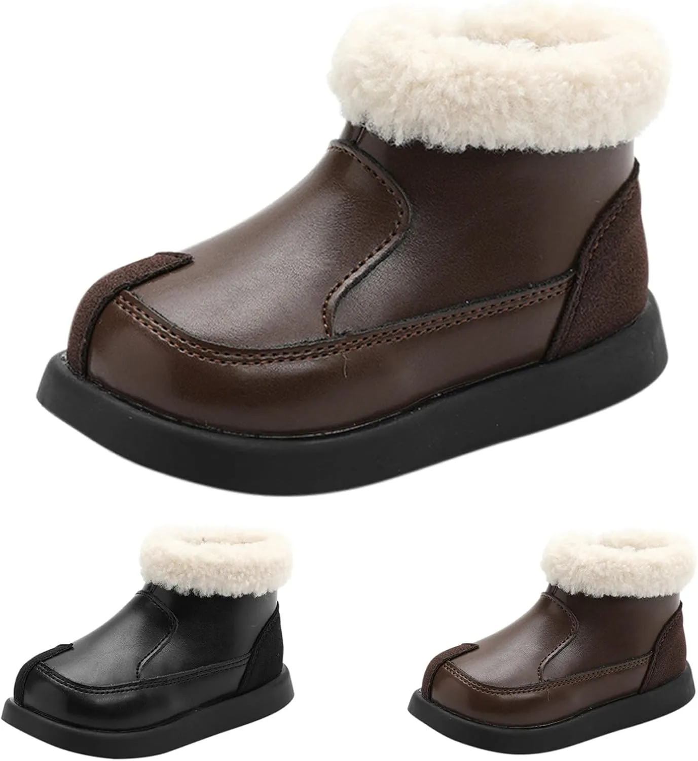 Plush ining Fr Ankle Winter Boots for Girls Kids Soft Warm Zipper Snow Booties Stylish Indoor Outdoor Shoes