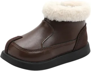 Plush ining Fr Ankle Winter Boots for Girls Kids Soft Warm Zipper Snow Booties Stylish Indoor Outdoor Shoes