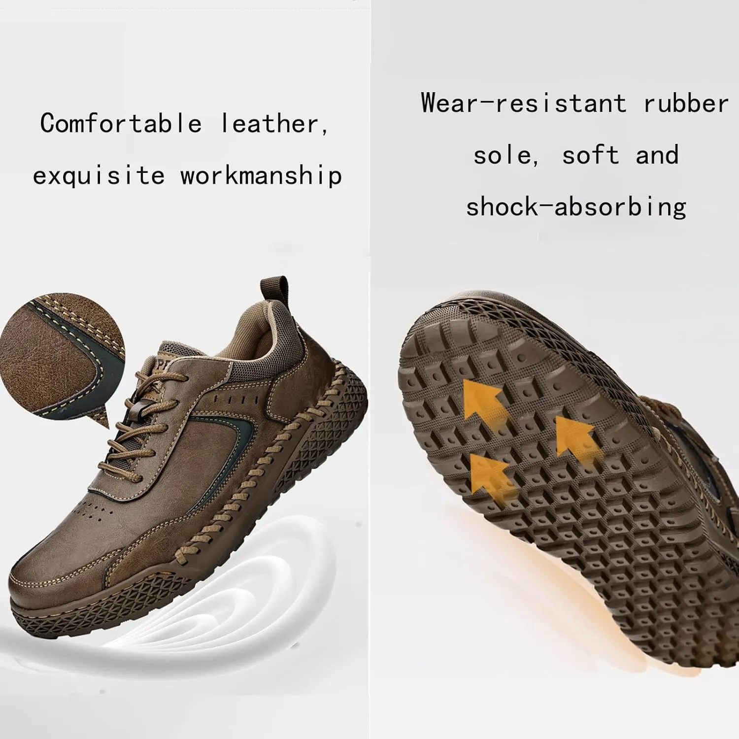 PURCHAWEE Men Leather Casual Walking Driving Shoes Handmade Stitching Breathable Lightweight Slip On Loafers Ankle Chukka Boots Fashion Sneakers