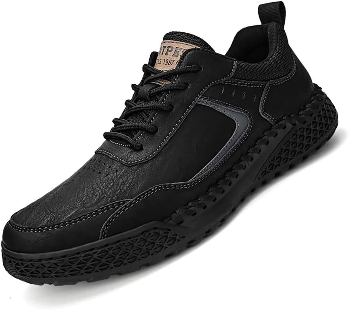 PURCHAWEE Men Leather Casual Walking Driving Shoes Handmade Stitching Breathable Lightweight Slip On Loafers Ankle Chukka Boots Fashion Sneakers