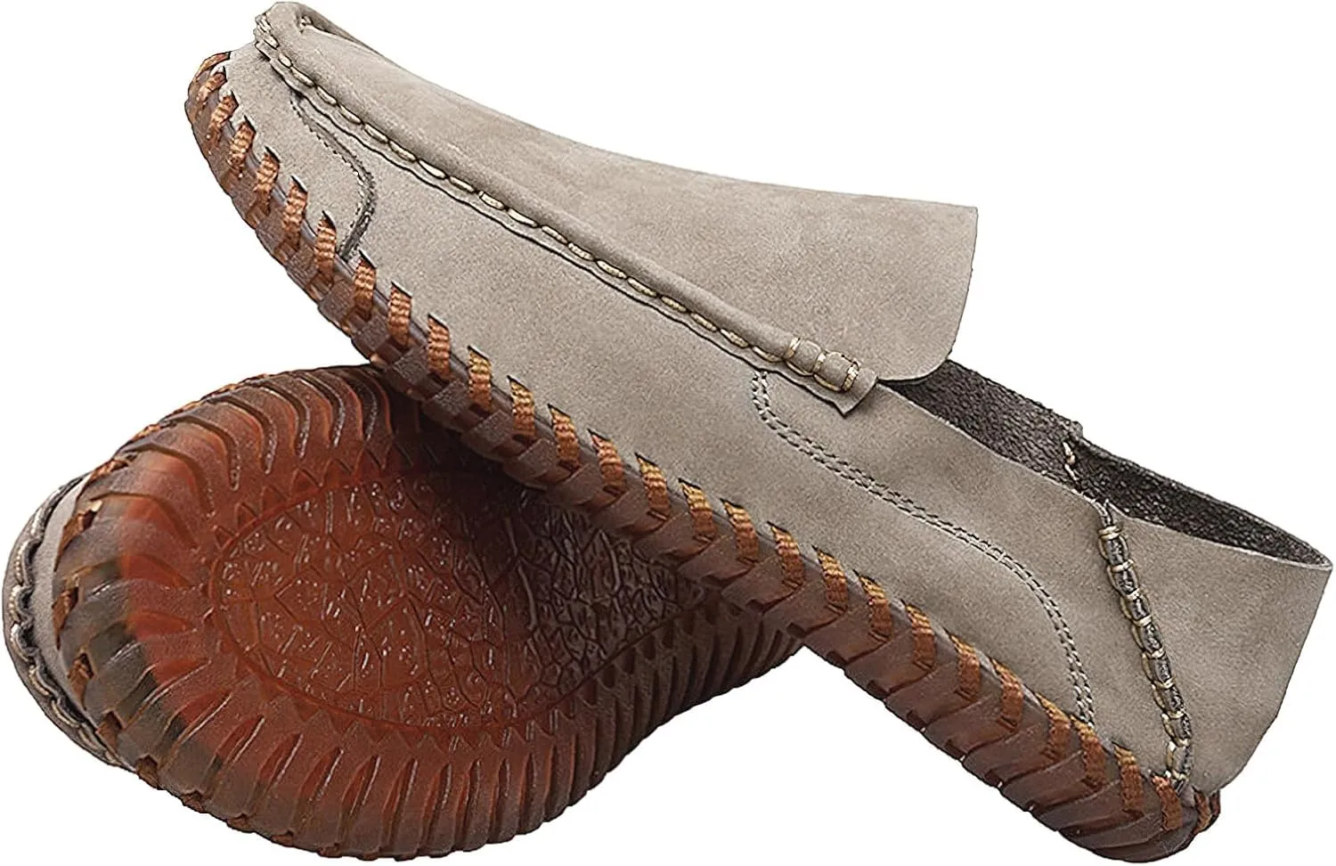 rismart Men Loafers Flats Driving Shoes Leather Casual Slip on Slipper