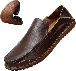 rismart Men Loafers Flats Driving Shoes Leather Casual Slip on Slipper