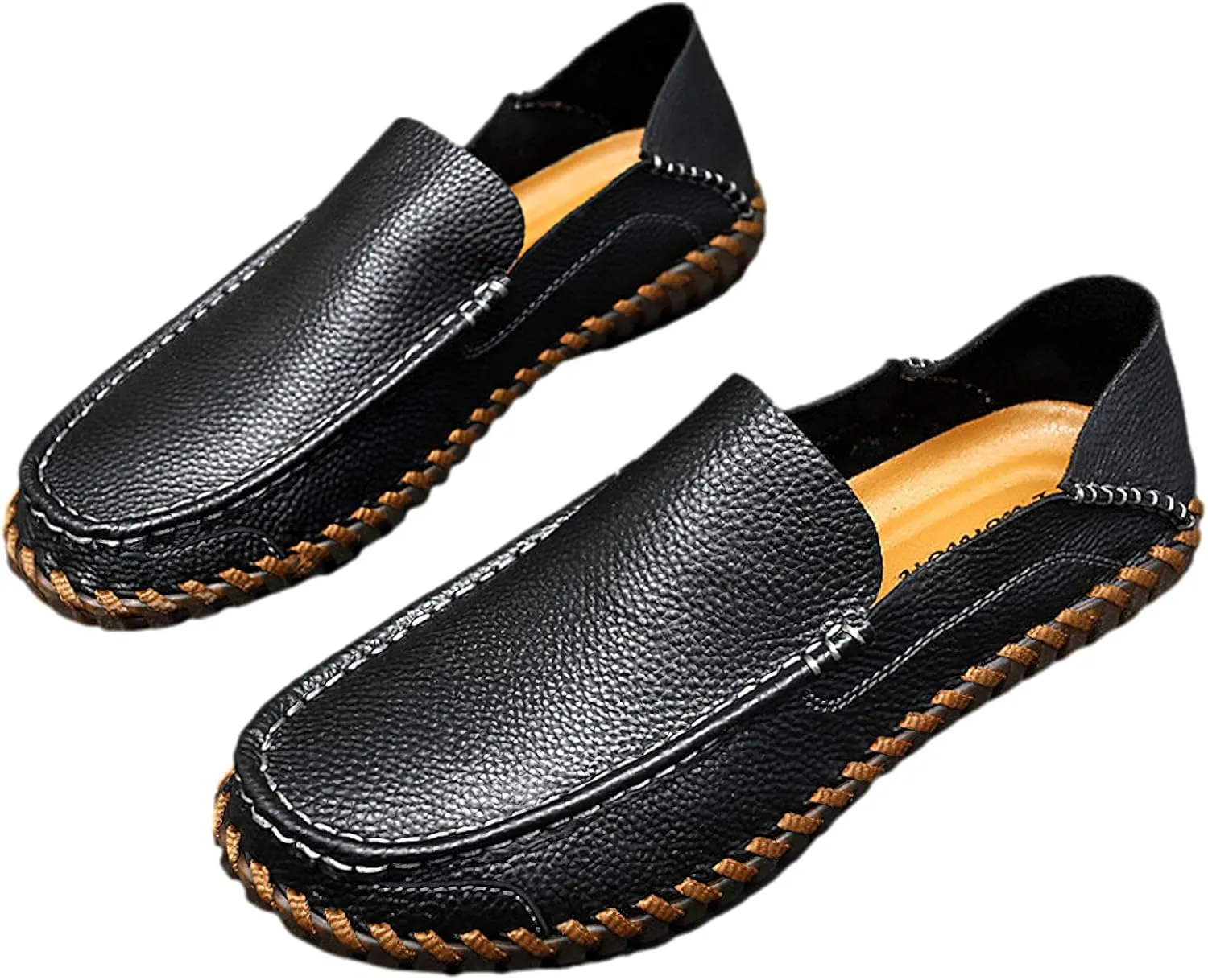 rismart Men Loafers Flats Driving Shoes Leather Casual Slip on Slipper