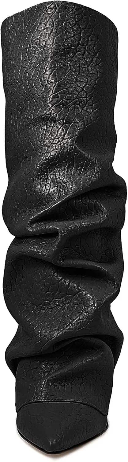Roimaash Chunky High Heels Fold Over Boots For Women
