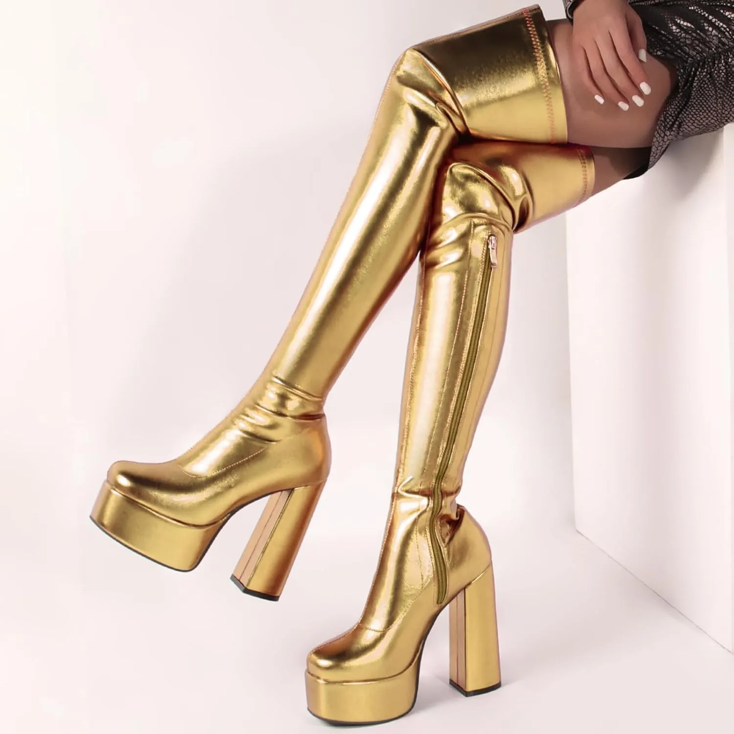 Roimaash Women's Over-the-knee Boots Thigh High Heels