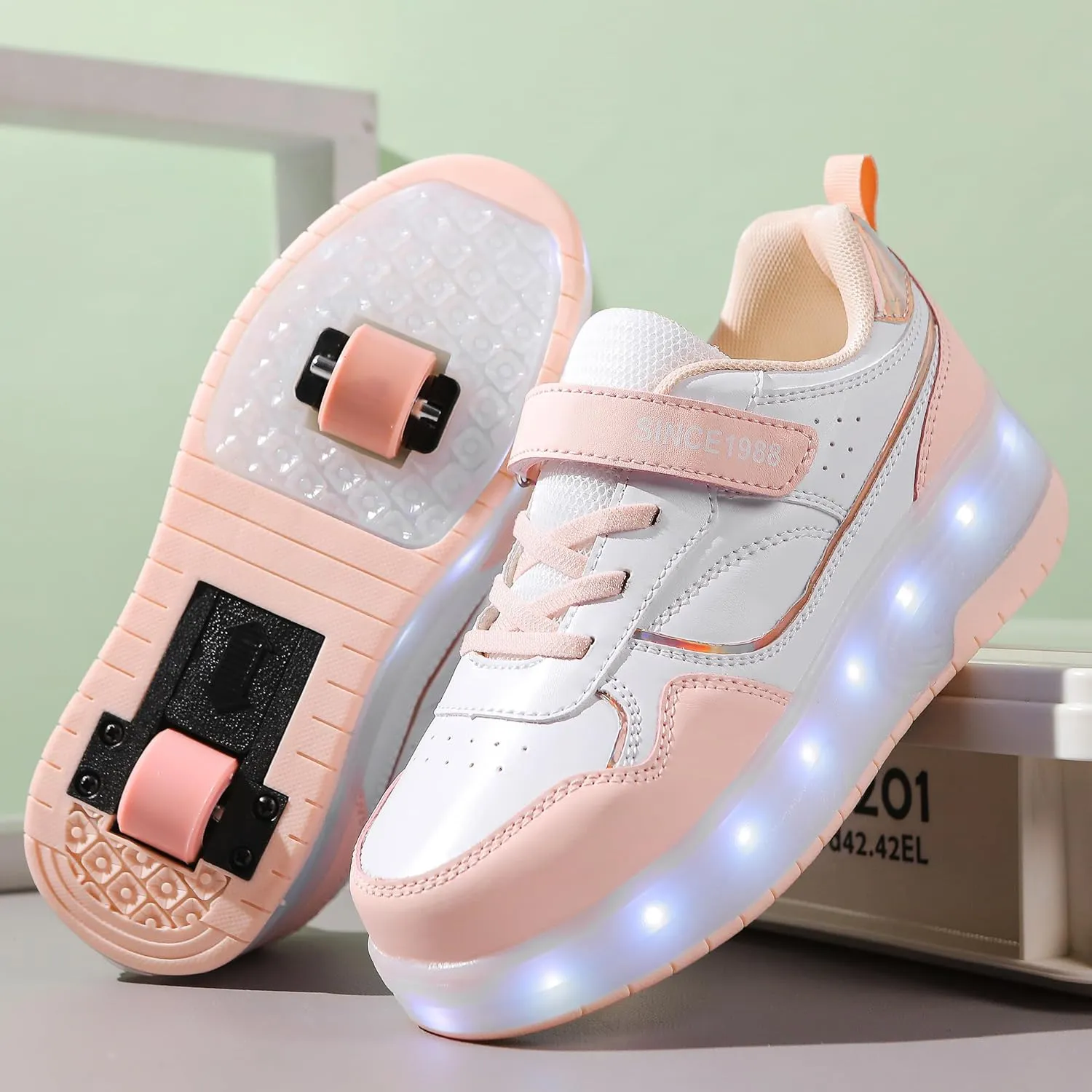 Roller Skate Shoes for Boys Girl Sneakers with Retractable Wheels-Stylish Trainers for Kids, Enhanced Safety LED Light-Up USB Rechargeable Skateboarding Perfect for Party, Birthday, Christmas