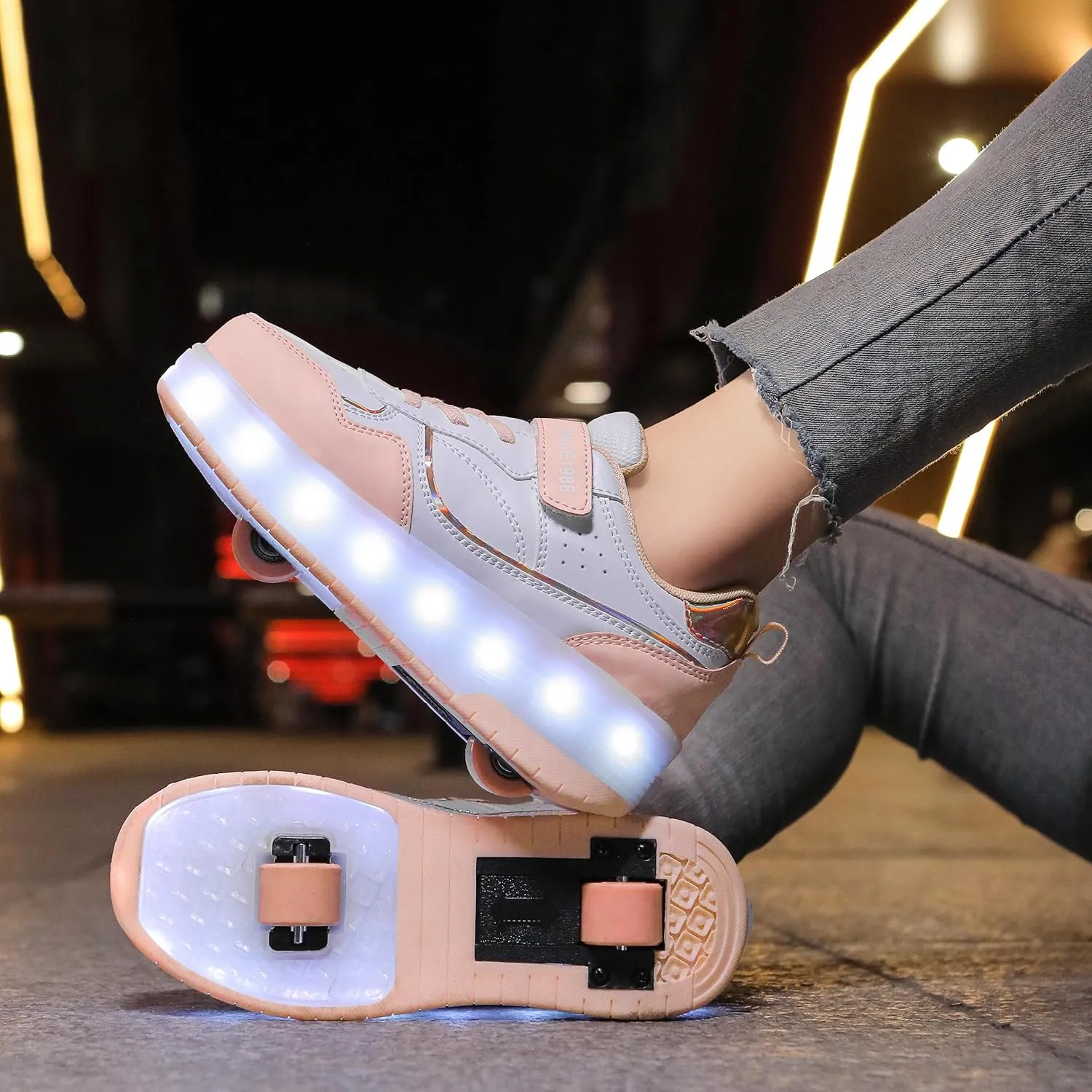 Roller Skate Shoes for Boys Girl Sneakers with Retractable Wheels-Stylish Trainers for Kids, Enhanced Safety LED Light-Up USB Rechargeable Skateboarding Perfect for Party, Birthday, Christmas