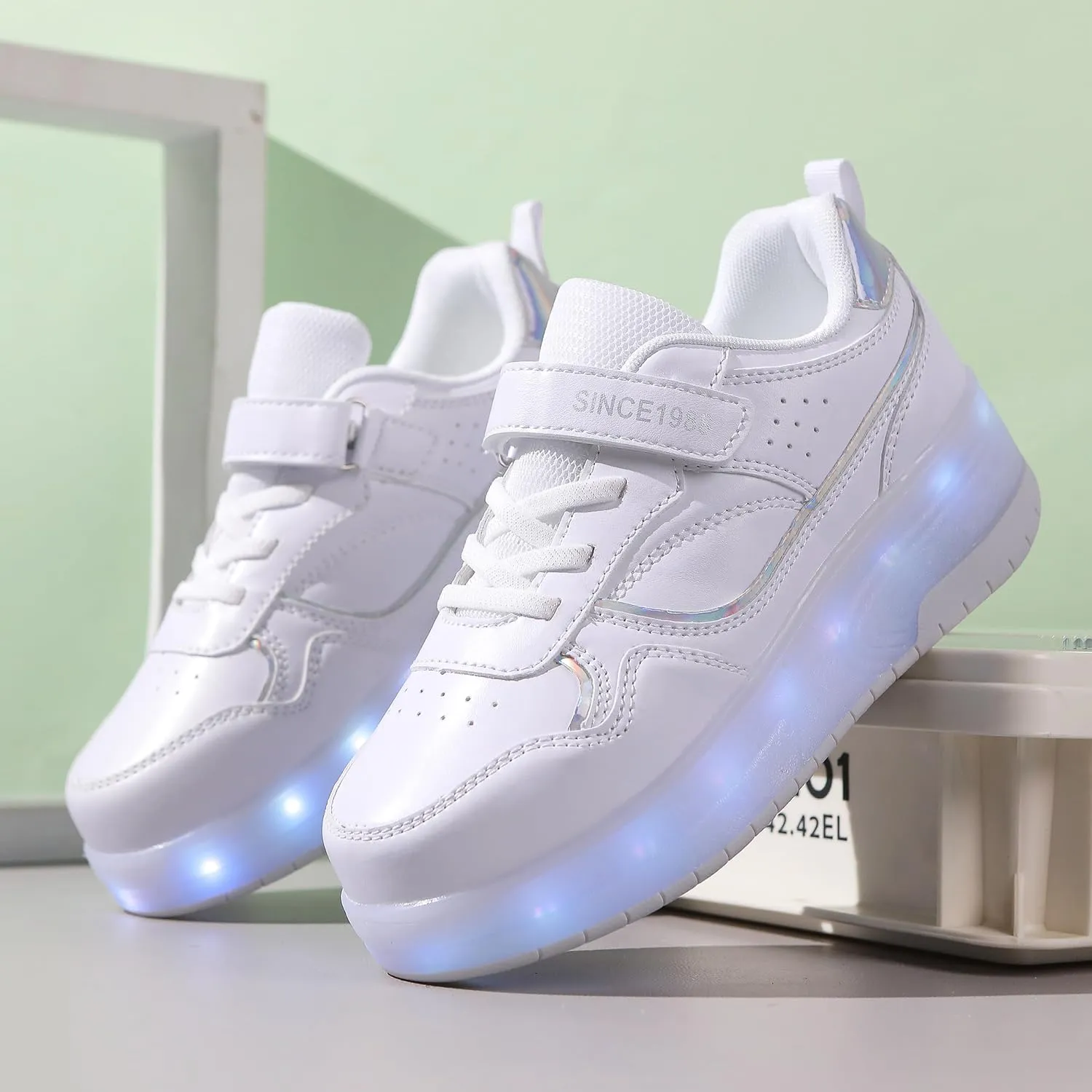 Roller Skate Shoes for Boys Girl Sneakers with Retractable Wheels-Stylish Trainers for Kids, Enhanced Safety LED Light-Up USB Rechargeable Skateboarding Perfect for Party, Birthday, Christmas