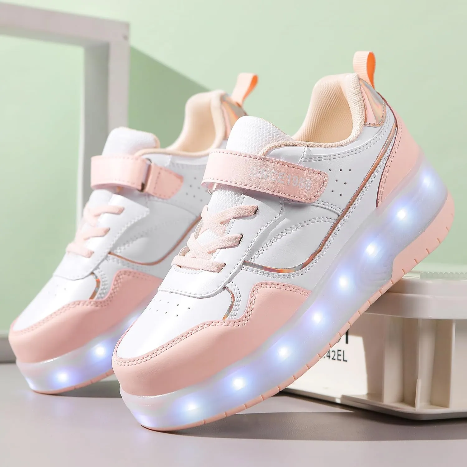 Roller Skate Shoes for Boys Girl Sneakers with Retractable Wheels-Stylish Trainers for Kids, Enhanced Safety LED Light-Up USB Rechargeable Skateboarding Perfect for Party, Birthday, Christmas