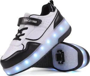 Roller Skate Shoes for Boys Girl Sneakers with Retractable Wheels-Stylish Trainers for Kids, Enhanced Safety LED Light-Up USB Rechargeable Skateboarding Perfect for Party, Birthday, Christmas