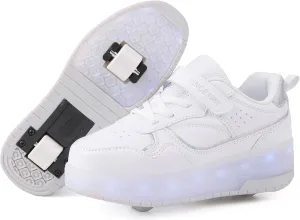 Roller Skate Shoes for Boys Girl Sneakers with Retractable Wheels-Stylish Trainers for Kids, Enhanced Safety LED Light-Up USB Rechargeable Skateboarding Perfect for Party, Birthday, Christmas