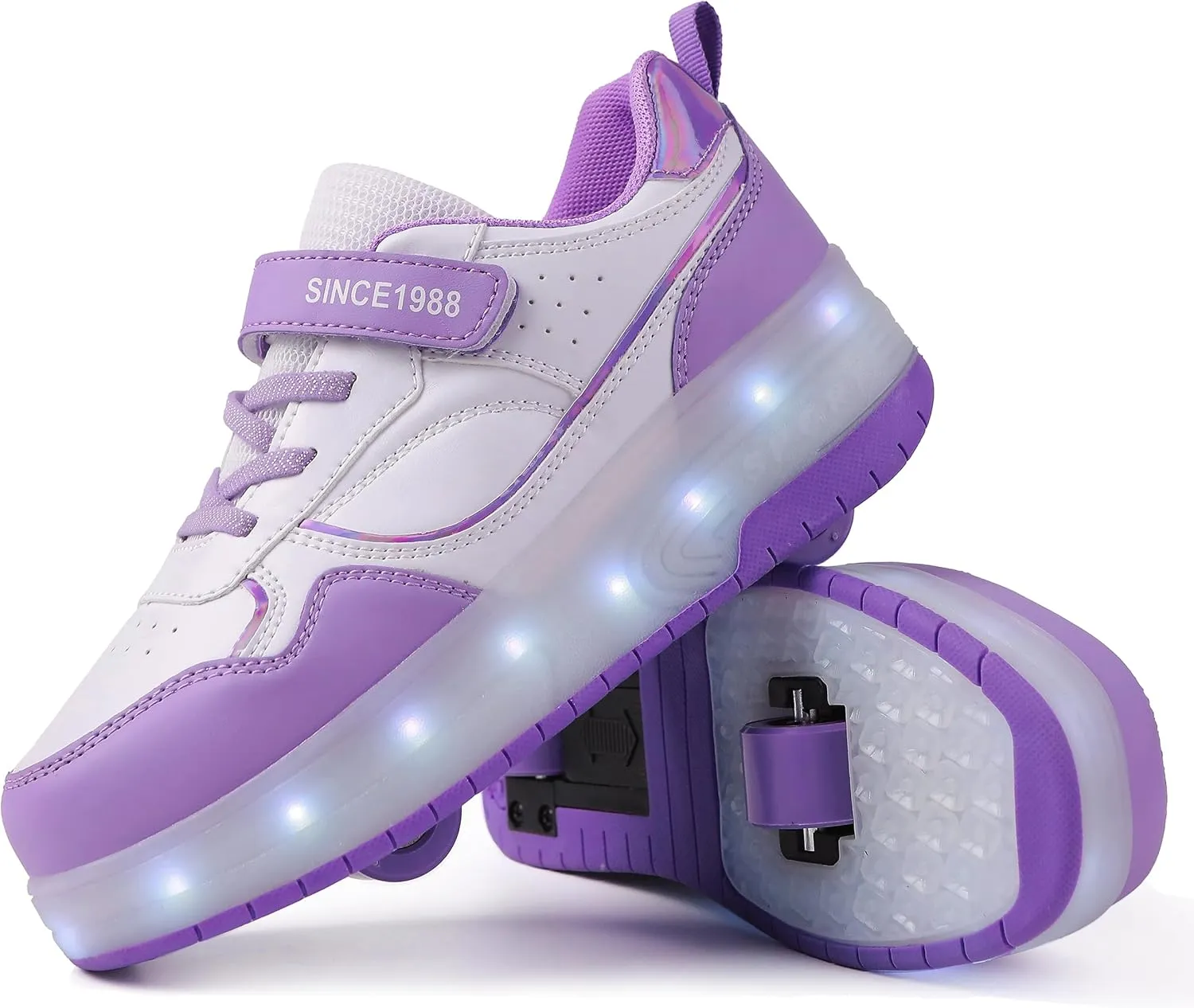 Roller Skate Shoes for Boys Girl Sneakers with Retractable Wheels-Stylish Trainers for Kids, Enhanced Safety LED Light-Up USB Rechargeable Skateboarding Perfect for Party, Birthday, Christmas