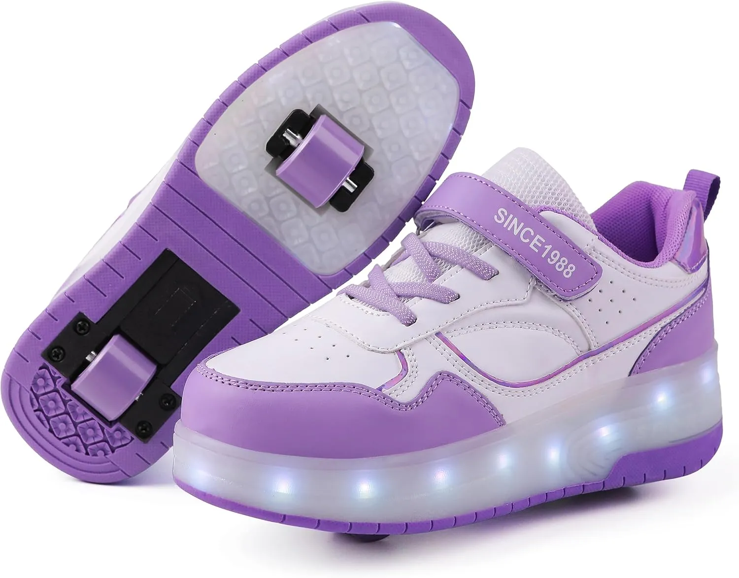 Roller Skate Shoes for Boys Girl Sneakers with Retractable Wheels-Stylish Trainers for Kids, Enhanced Safety LED Light-Up USB Rechargeable Skateboarding Perfect for Party, Birthday, Christmas