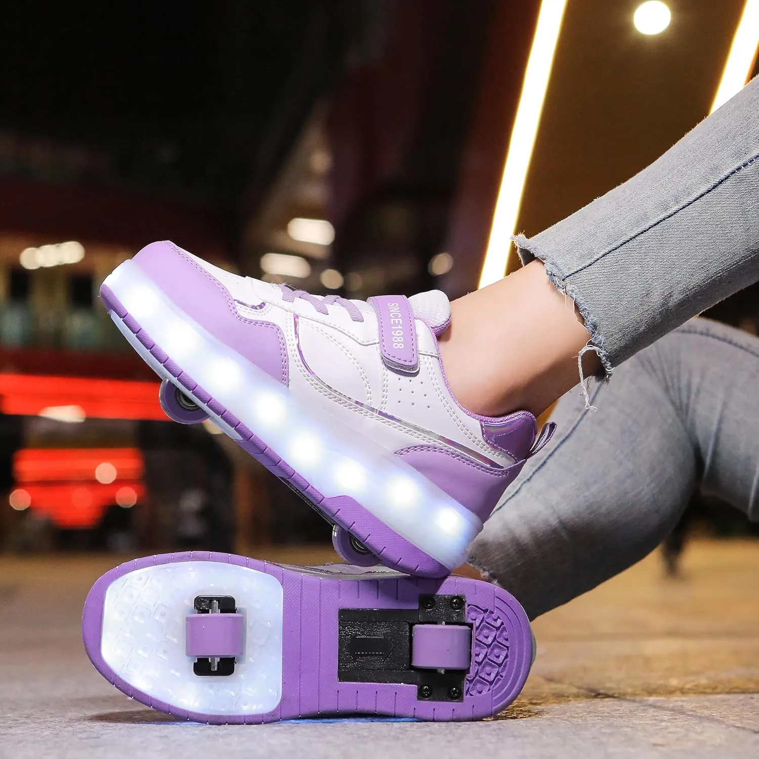 Roller Skate Shoes for Boys Girl Sneakers with Retractable Wheels-Stylish Trainers for Kids, Enhanced Safety LED Light-Up USB Rechargeable Skateboarding Perfect for Party, Birthday, Christmas
