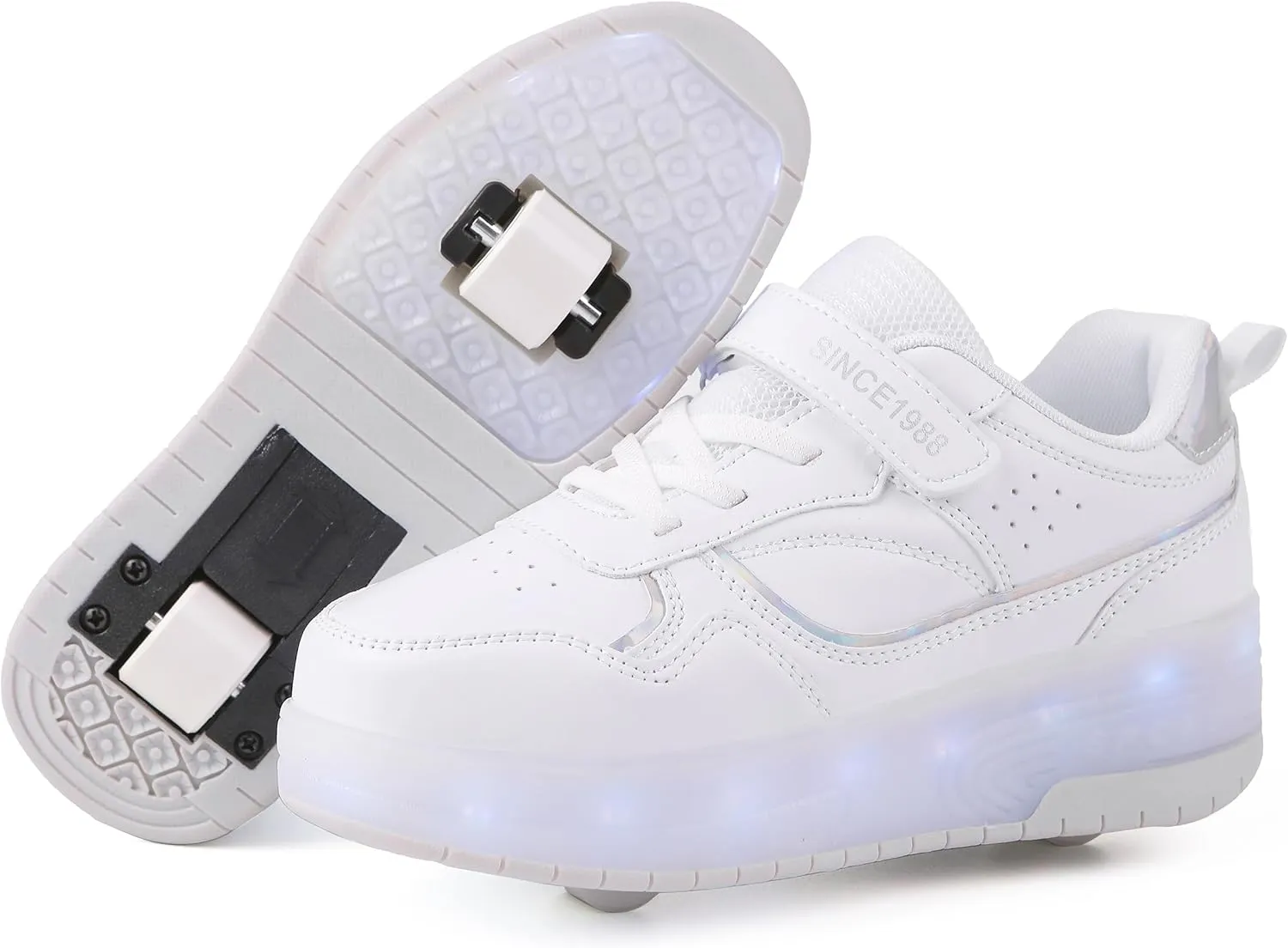 Roller Skate Shoes for Boys Girl Sneakers with Retractable Wheels-Stylish Trainers for Kids, Enhanced Safety LED Light-Up USB Rechargeable Skateboarding Perfect for Party, Birthday, Christmas