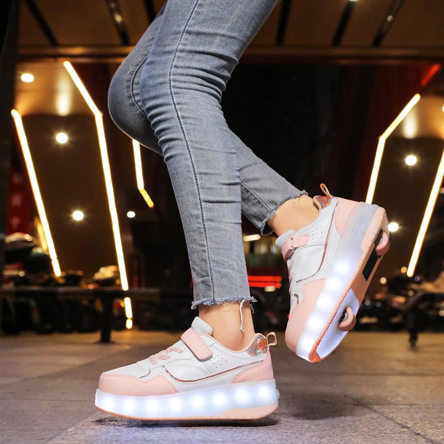 Roller Skate Shoes for Boys Girl Sneakers with Retractable Wheels-Stylish Trainers for Kids, Enhanced Safety LED Light-Up USB Rechargeable Skateboarding Perfect for Party, Birthday, Christmas