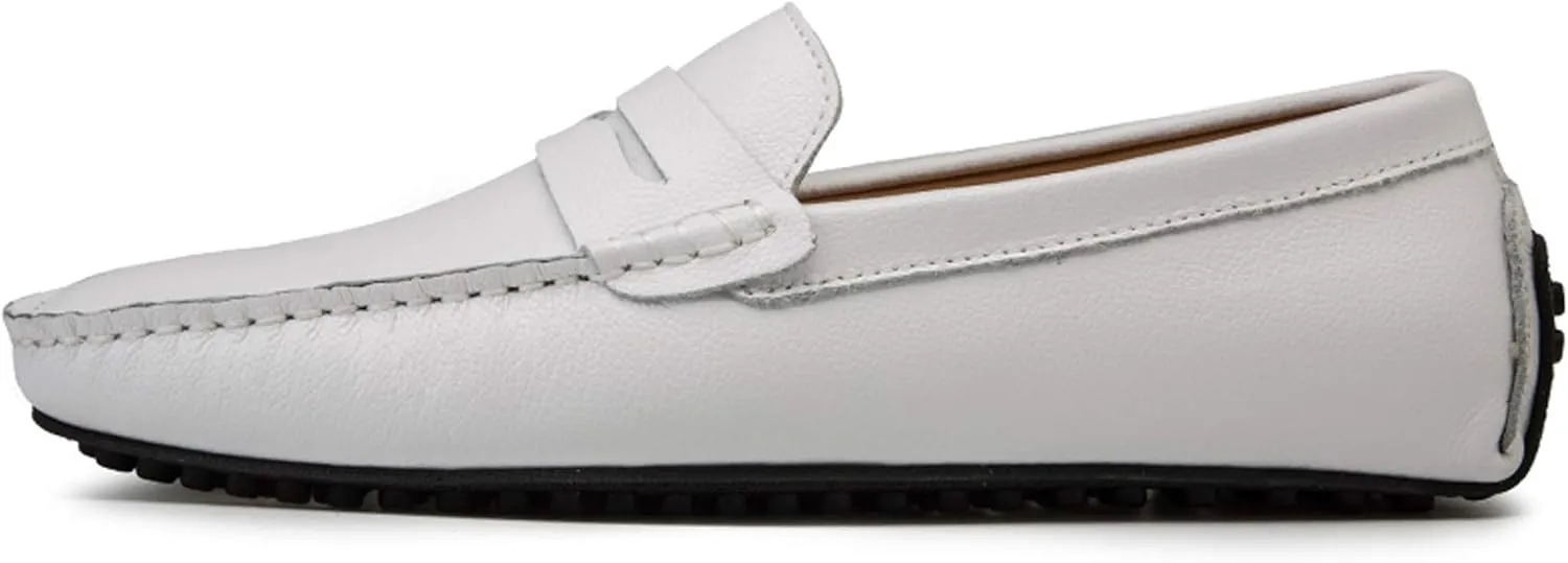Santimon Mens Casual Leather Fashion Slip-on Loafers Dress Boat Driving Shoes
