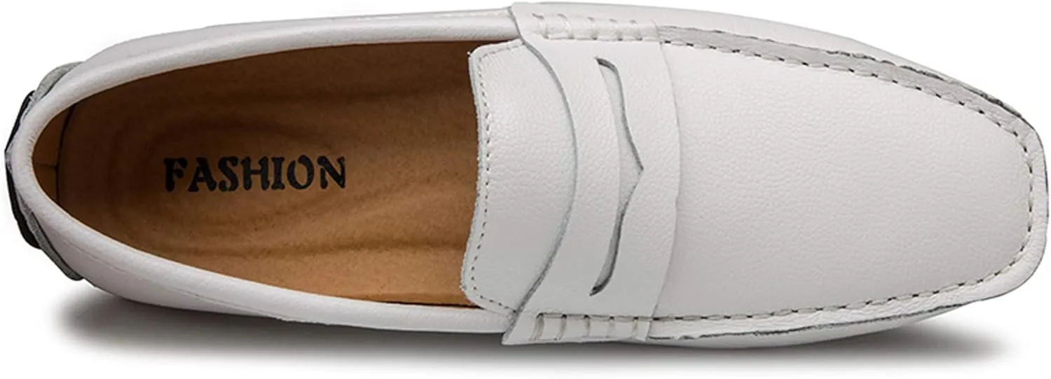 Santimon Mens Casual Leather Fashion Slip-on Loafers Dress Boat Driving Shoes