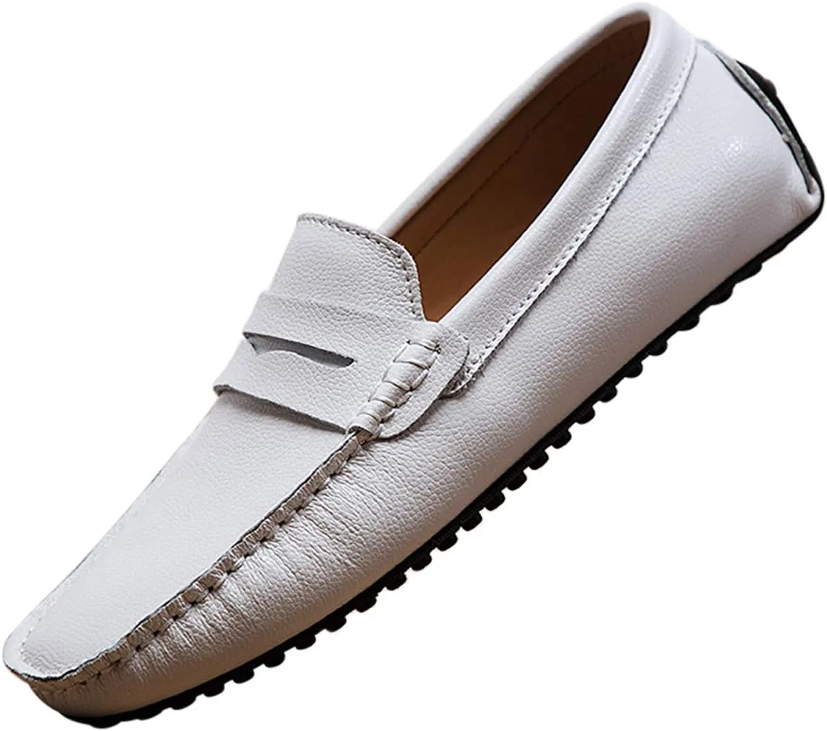 Santimon Mens Casual Leather Fashion Slip-on Loafers Dress Boat Driving Shoes