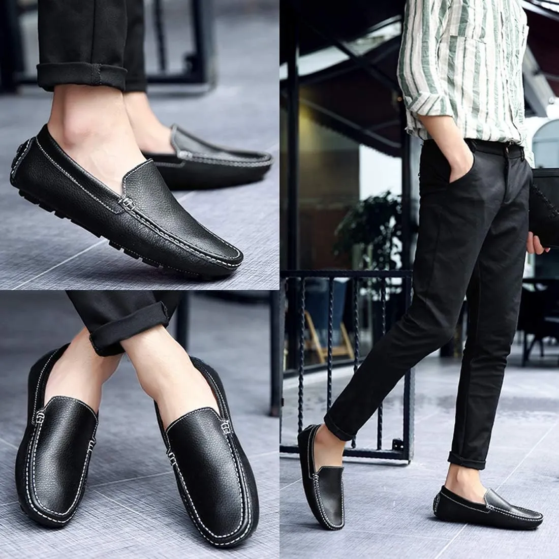 Santimon Mens Casual Loafer Slip-on Moccasin Boat Shoes Flat Driving Shoes