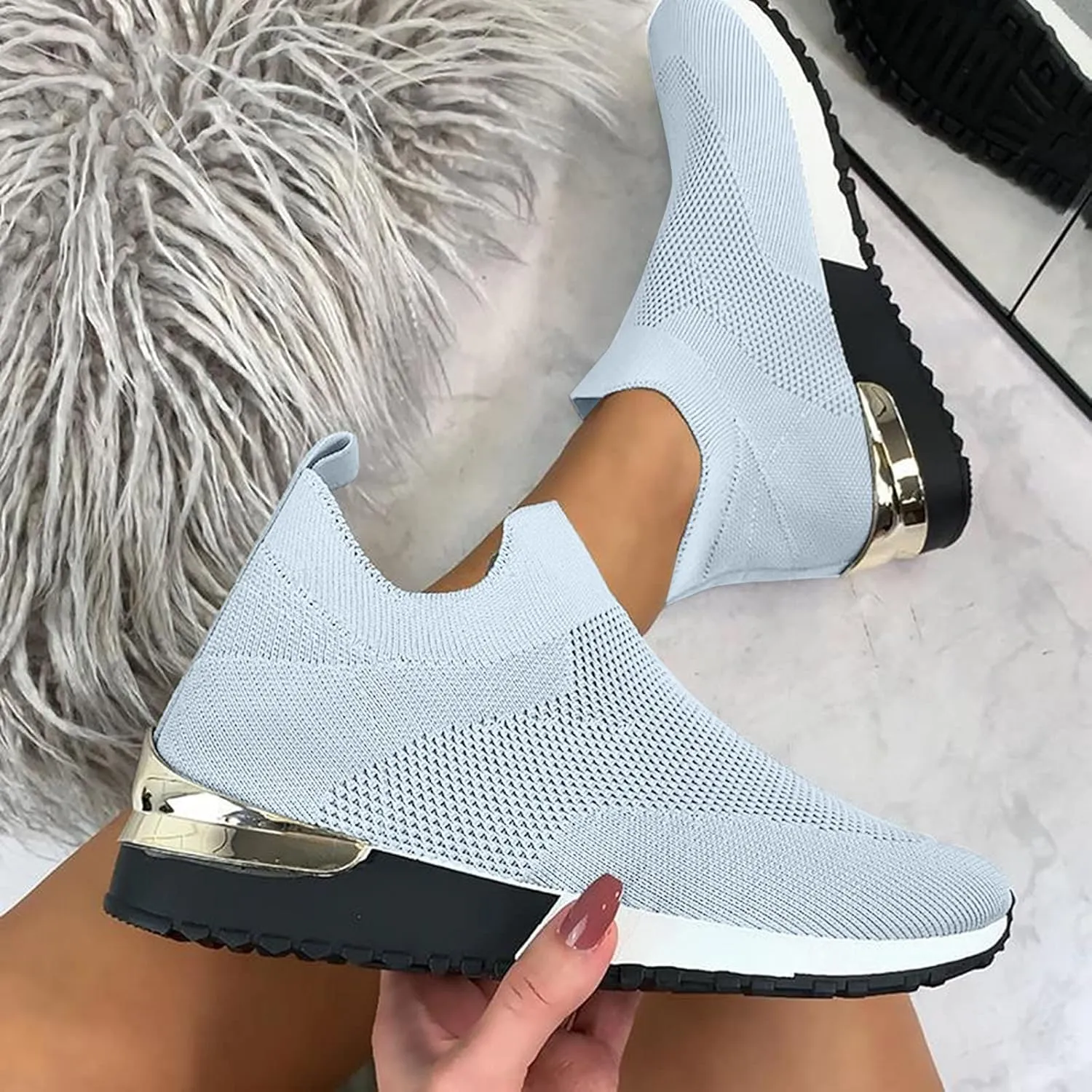 SBGMoSJ Sneakers for Womens Slip On Shoes Women Wide Winter Gym Shoes Women Weightlifting Running Sneakers for Women 2023 Zapato Antiderrapante Mujer