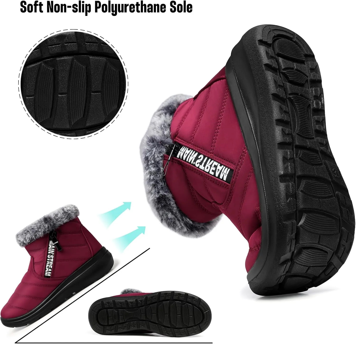 SHIBEVER Winter Waterproof Boots for Women: Snow Womens Ankle Fur Lined Shoes Slip On Warm Insulated Winter Boot
