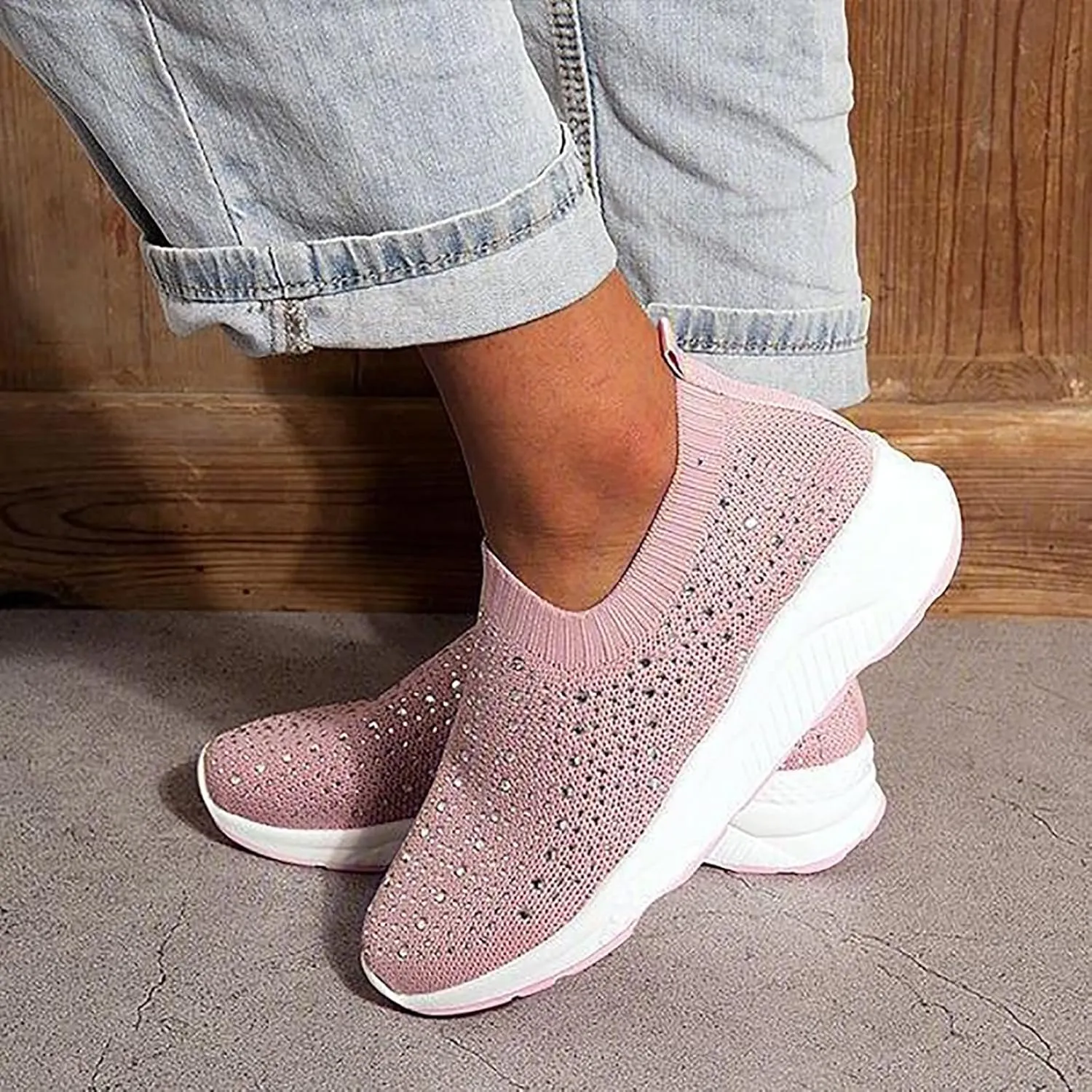Silver Platform Wedge Sneakers for Women Womens Non Slip Wide Toe Work Shoes Restaurant Gym Shoes Women Black Womens Fashion Sneakers Black Wedge Zapatos De Vestir para Mujer Con Juanetes