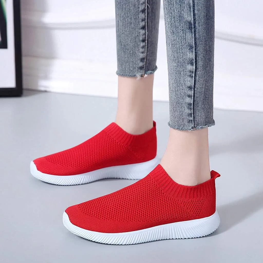 Sneakers for Women Running Shoes Slip On Casual Running Shoes for Women Mesh Breathable Dressy Casual Shoes Platform Sneakers Black Tennis Shoe White Loafers